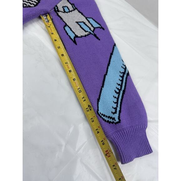 Steady Hands Multicolor Cardigan Spaceship Science Teacher Ms Frizzle Teacher XS - Picture 4 of 6